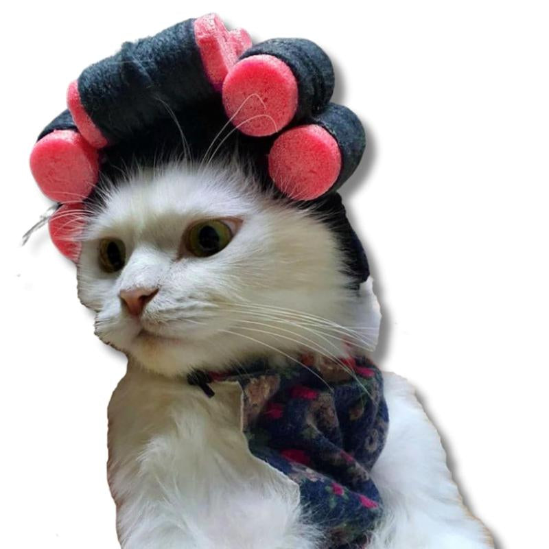 Cat Wig Funny Cute Cat Costume Hat Hair Roller Accessories Dress up Clothing Festival Party (Pink Roller)