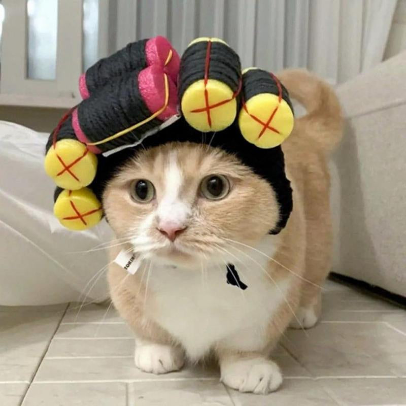 Cat Wig Funny Cute Cat Costume Hat Hair Roller Accessories Dress up Clothing Festival Party (Pink Roller)