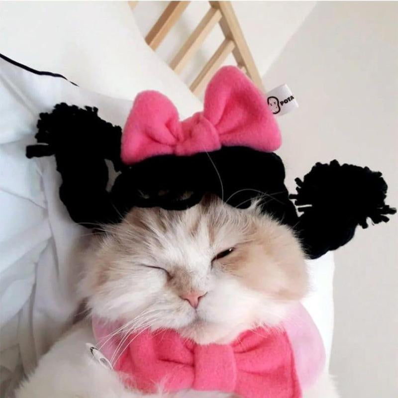 Cat Wig Funny Cute Cat Costume Hat Hair Roller Accessories Dress up Clothing Festival Party (Pink Roller)