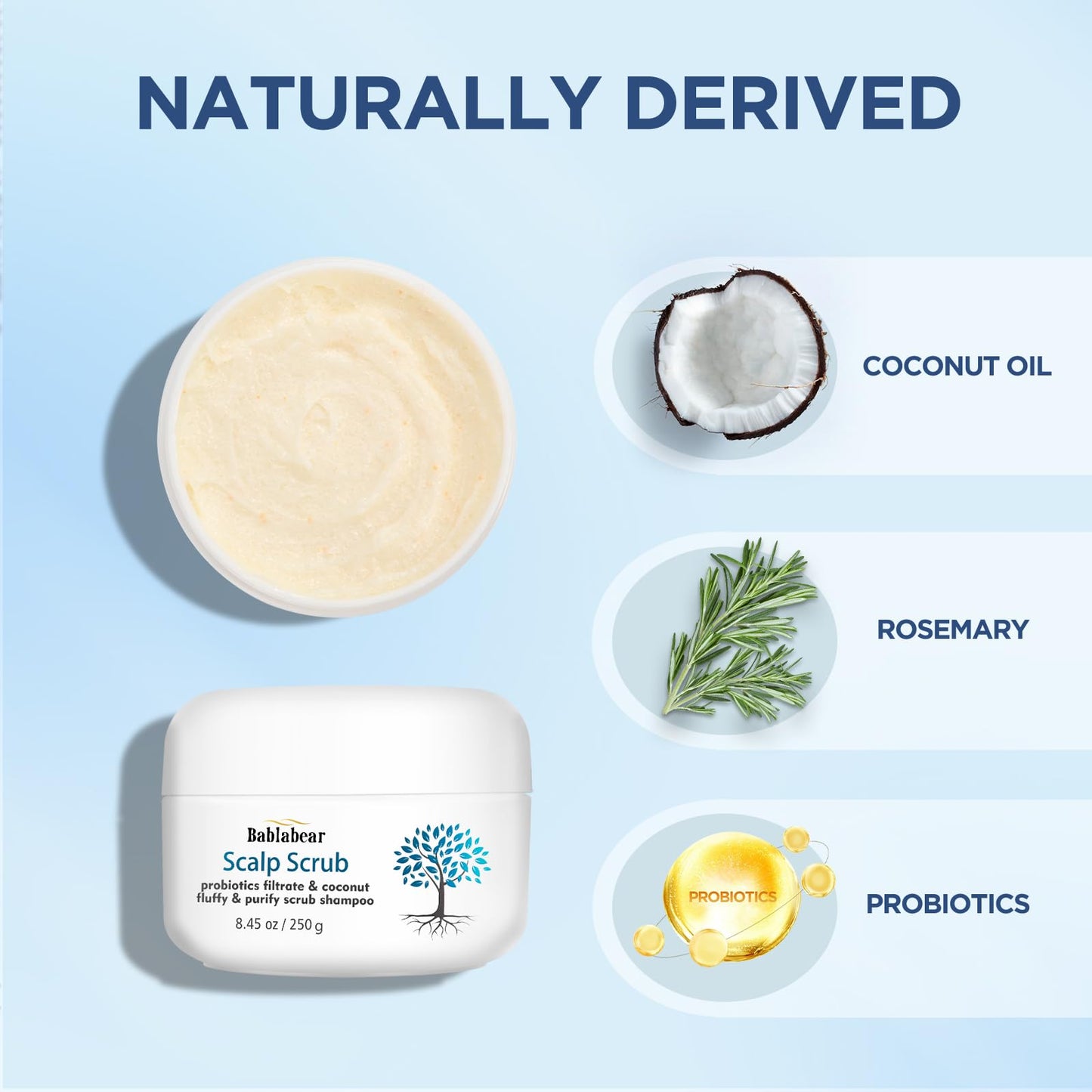 Bablabear Scalp Exfoliator Scrub,Itchy Scalp Treatment for Dandruff, No Sulfate Hair Scrub To Soothe a Dry, Flaky,Scalp,Removes Buildup,Clarifying Shampoo With Scrubber