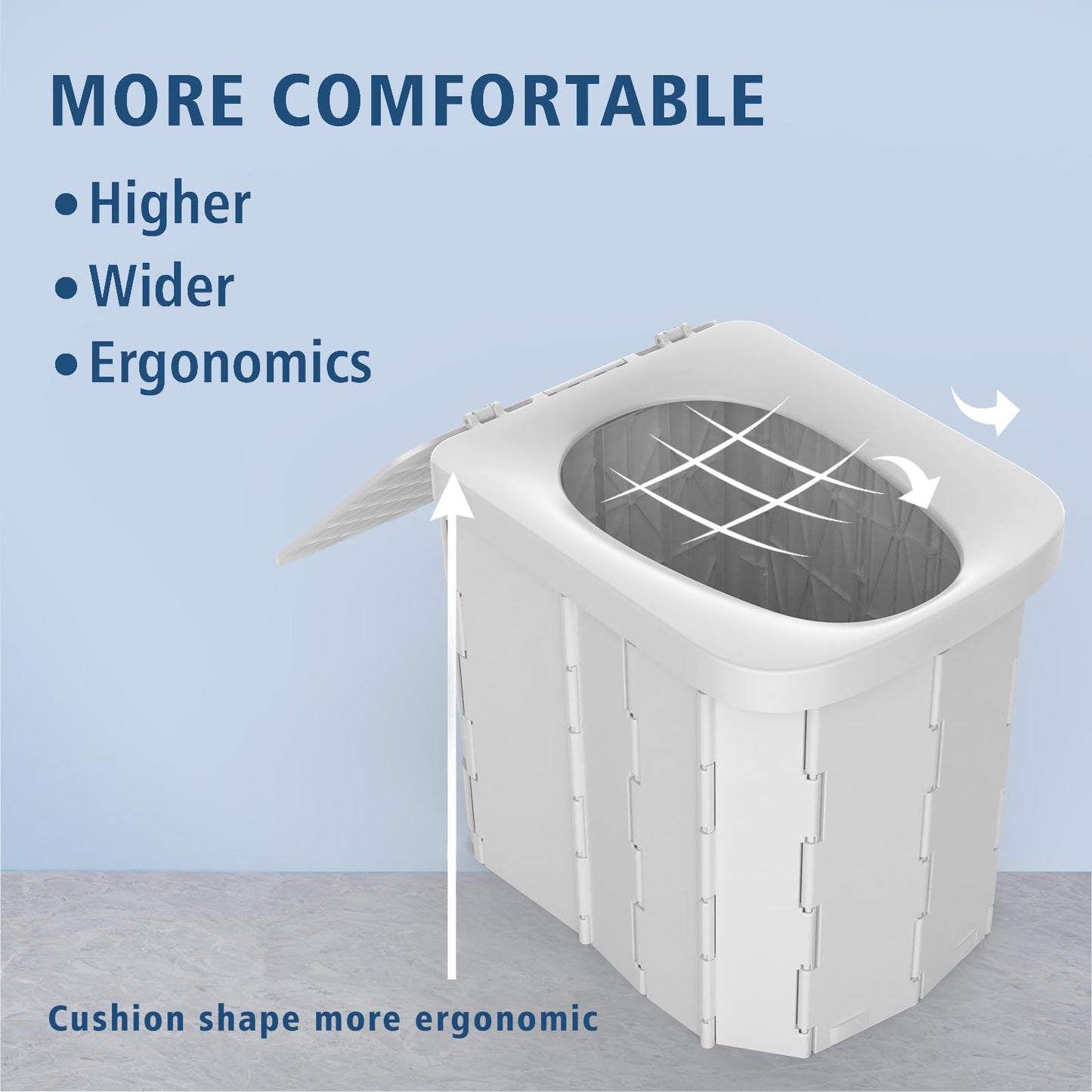 Hapoon XL Portable Folding Camping Toilet with Lid - Travel Portable Potty for Adults, Grey