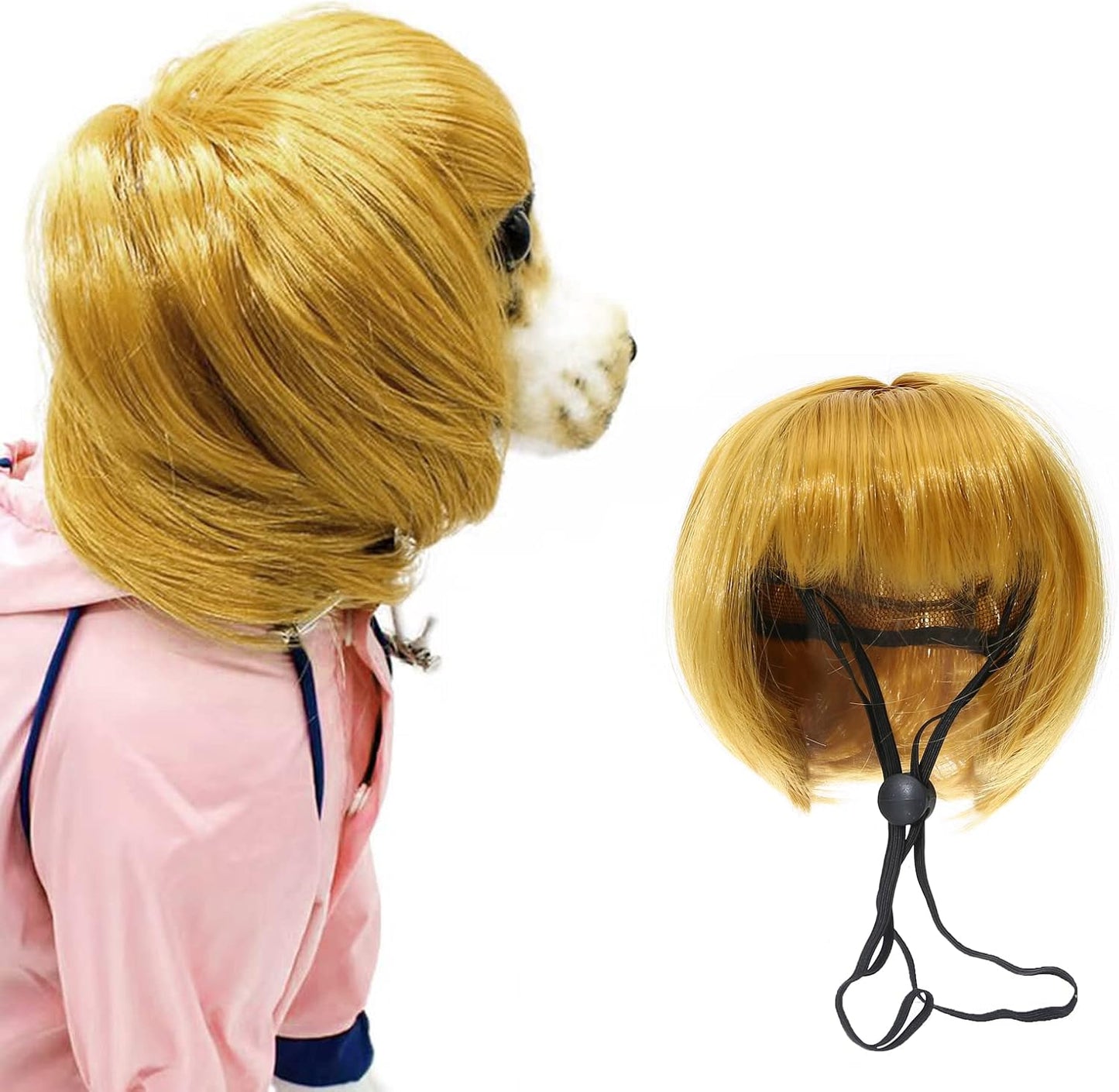 Funny Dog Cat Cosplay Wig, Perm Styling Dog Headwear,Wigs for Small Medium Dogs and Cats