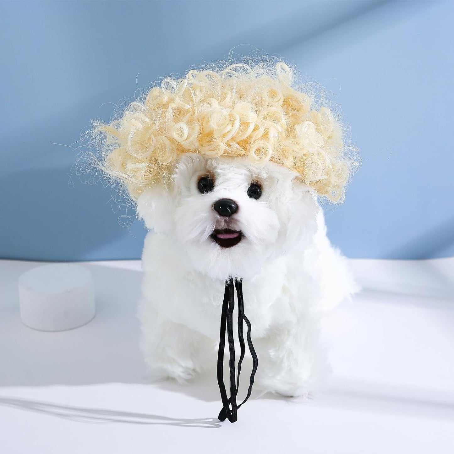 Funny Dog Cat Cosplay Wig, Perm Styling Dog Headwear,Wigs for Small Medium Dogs and Cats