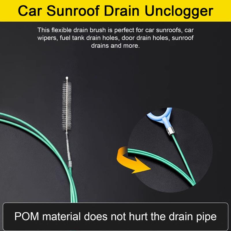 Car Sunroof Drain Clog Remover Flexible Car Sunroof Drain Cleaning Tool for Unclogging Hose Tube Long Nylon Brush for Windshield Wiper Tank Door