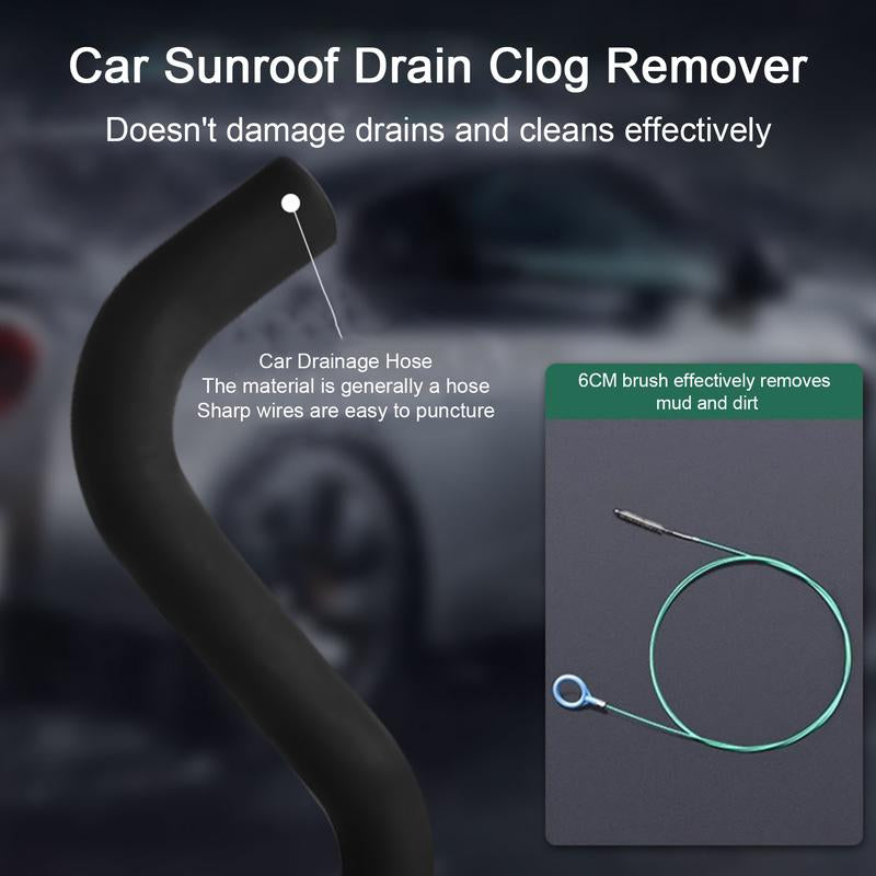 Car Sunroof Drain Clog Remover Flexible Car Sunroof Drain Cleaning Tool for Unclogging Hose Tube Long Nylon Brush for Windshield Wiper Tank Door