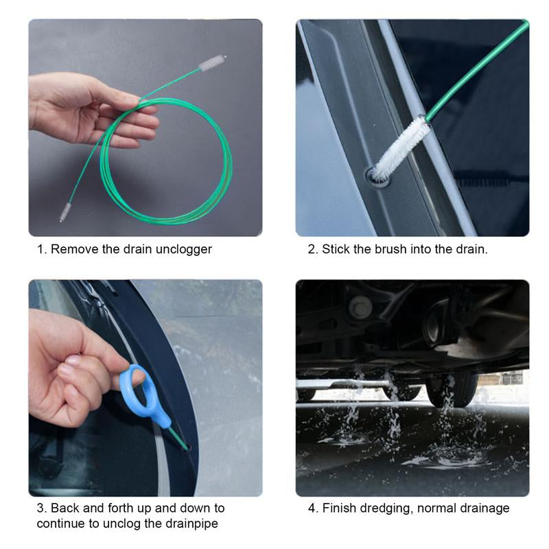 Car Sunroof Drain Clog Remover Flexible Car Sunroof Drain Cleaning Tool for Unclogging Hose Tube Long Nylon Brush for Windshield Wiper Tank Door