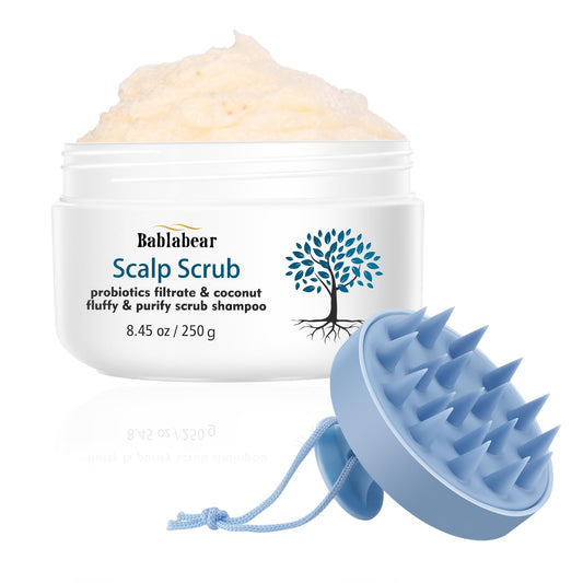 Bablabear Scalp Exfoliator Scrub,Itchy Scalp Treatment for Dandruff, No Sulfate Hair Scrub To Soothe a Dry, Flaky,Scalp,Removes Buildup,Clarifying Shampoo With Scrubber